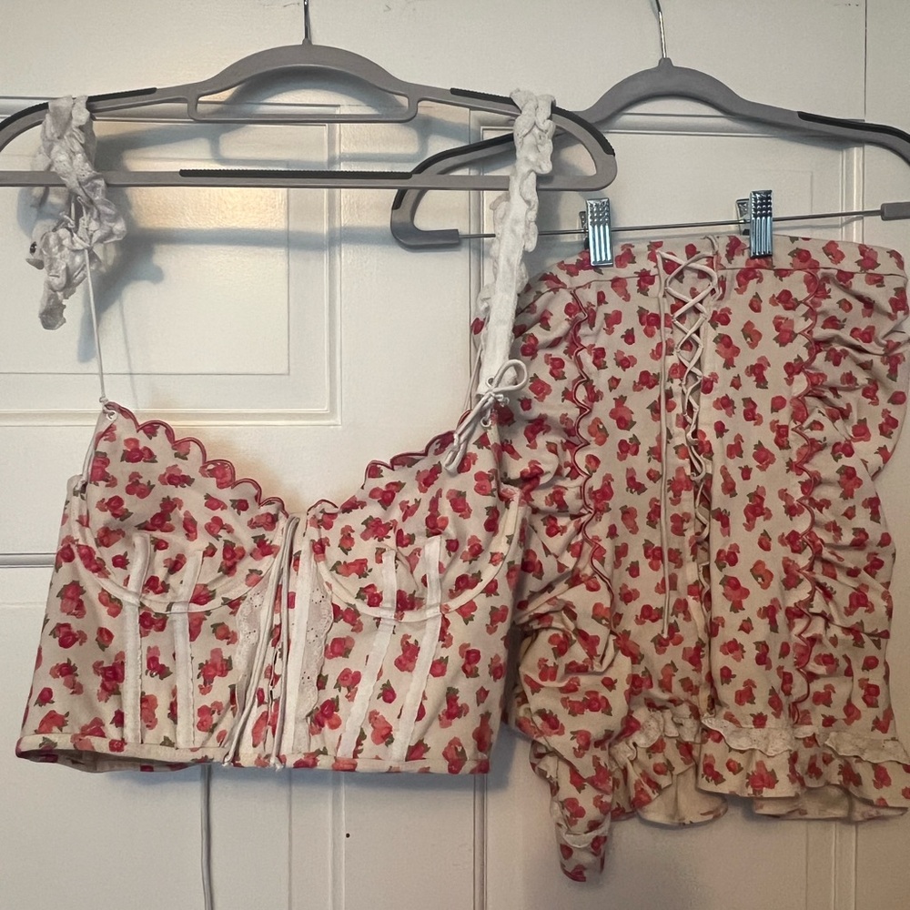 For Love And Lemons White and Pink Floral Set